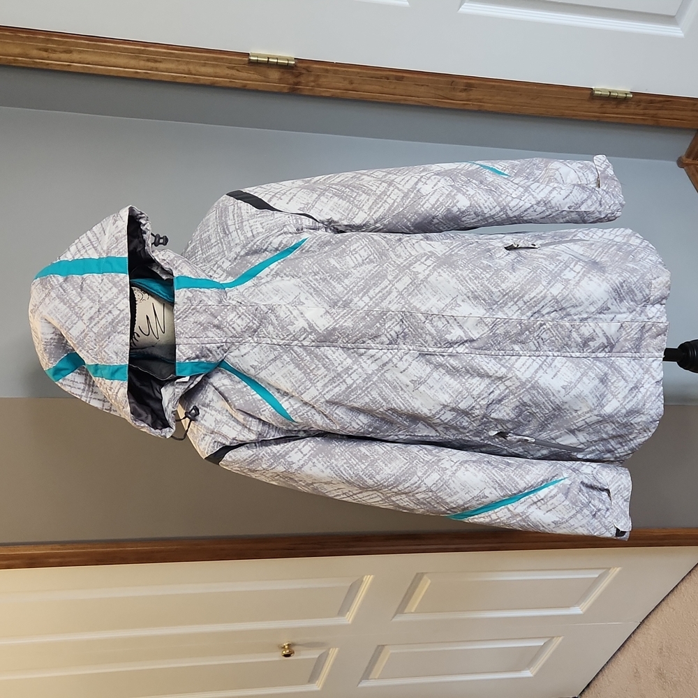 Women's Ski & Snow 3 In 1 Coat - Gray with Blue Accents